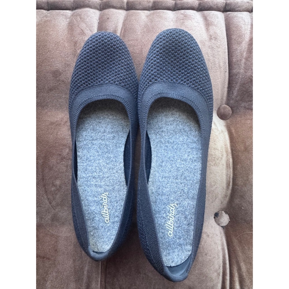 Allbirds Tree Breezers Womens 9 Navy Gray Knit Ballet Flats TB W9